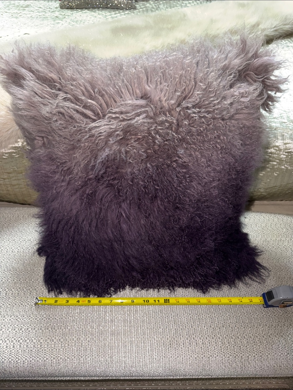 Z Gallerie Ombre Faux Fur Accent Pillow in Lavender to Deep Plum